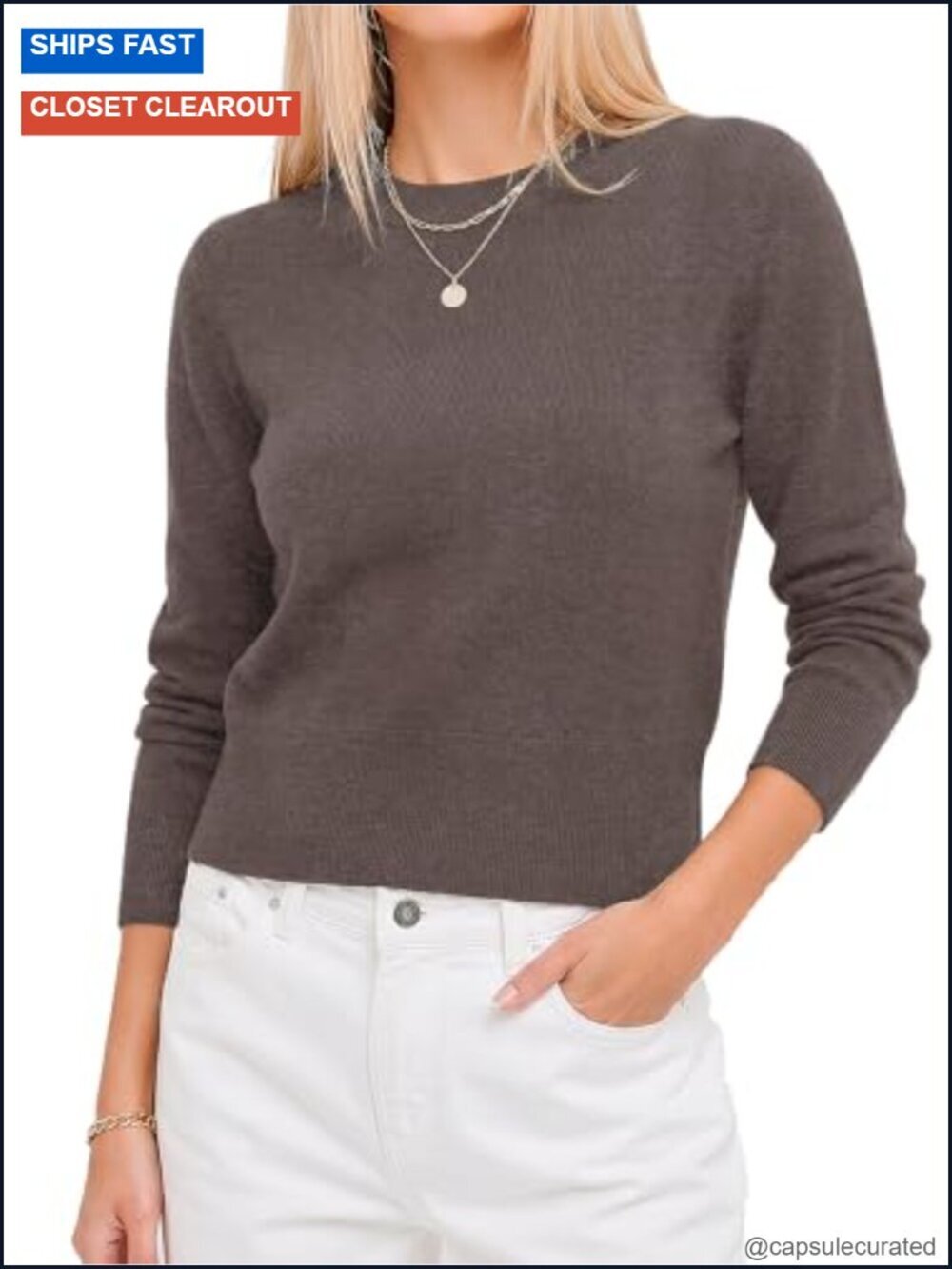 Long Sleeve Cropped Sweater Pullover Business Casual Wool Blend Lightweight Fall